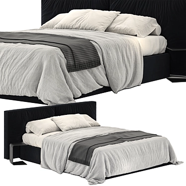 DITRE Flann Black Bed - Sleek and Stylish 3D model image 1 