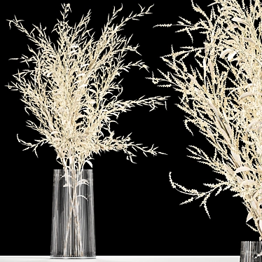 Elegant White Dry Flower Bouquet 3D model image 1 