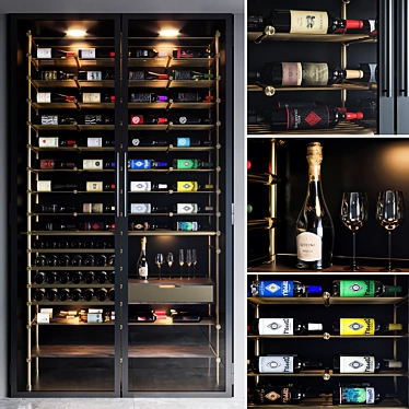  Rustic Wine Shelf Storage Rack 3D model image 1 