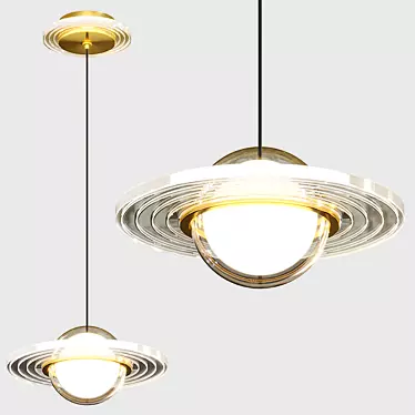 Modern Brass Pendant Lamp 3D model image 1 