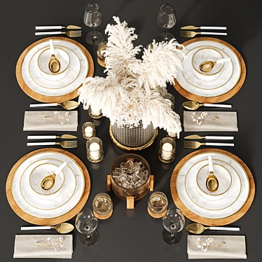 Elegant Table Set for Stylish Homes 3D model image 1 