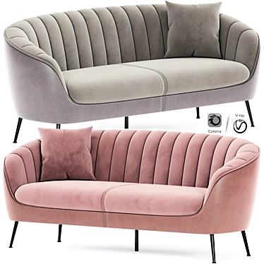 Audrey Pink Velvet Lounge Sofa 3D model image 1 