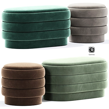 Sofia Ribbed Ottoman Pouf 3D model image 1 