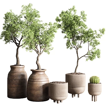 Concrete Wood Collection: Indoor Outdoor Plant Vase 3D model image 1 