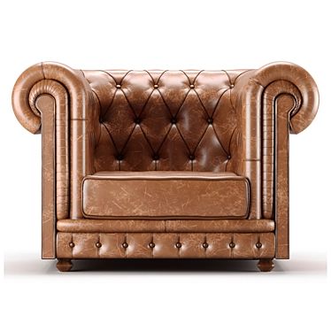 Title: Elegant Leather Chesterfield Chair 3D model image 1 