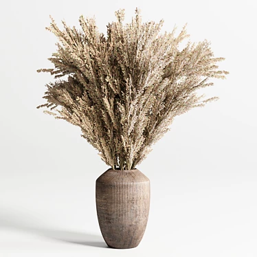 Rustic Lavender Bouquet in Old Wood Vase 3D model image 1 