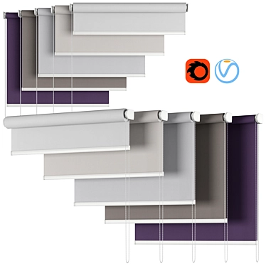 Adjustable Roller Blind | 5 Sizes | 5 Colors 3D model image 1 