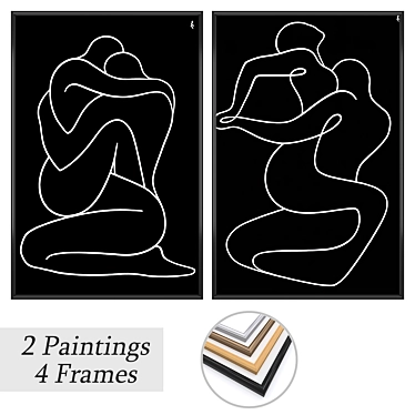 Elegant 2-Piece Wall Art Set 3D model image 1 