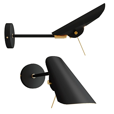 Gold & Black Adjustable Bird Wall Lamp 3D model image 1 