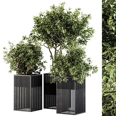 Metal Pot Plant Set: Outdoor Beauty 3D model image 1 