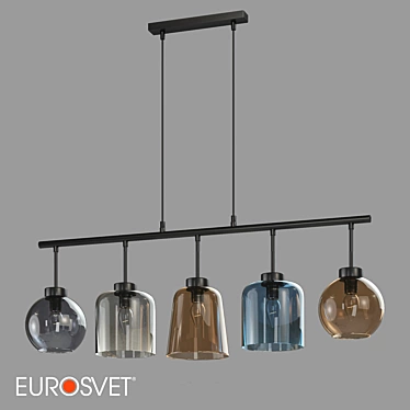 Sleek Black Glass Pendant Light 3D model image 1 