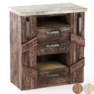 Multifunctional Wooden Kitchen Island - Drawer Pedestal 3D model image 1 