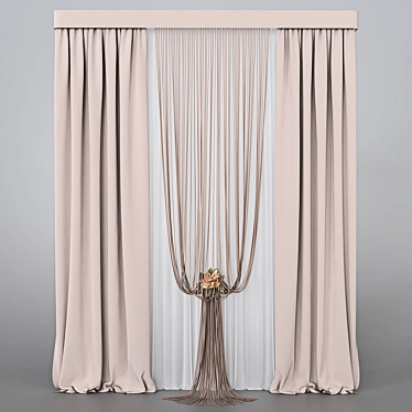 Elegant Sheer Curtain Set 3D model image 1 