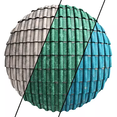PBR Roof Tile Materials: 3 Color Options 3D model image 1 