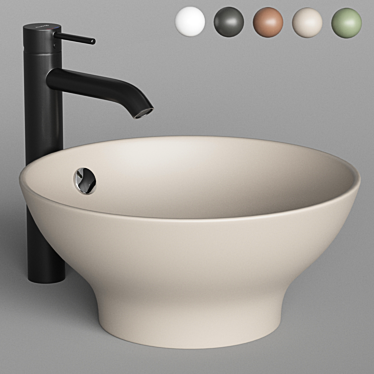 ArtCeram FUORI 1 TFL002 Round Washbasin & Kludi BOZZ Single Lever Mixer 3D model image 1 