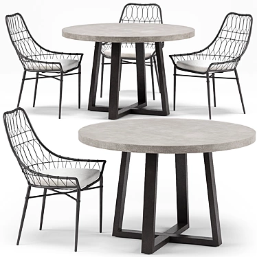 Elegant Arman Dining Set 3D model image 1 