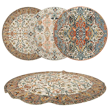 Round Rugs Set: Variety of Textures 3D model image 1 