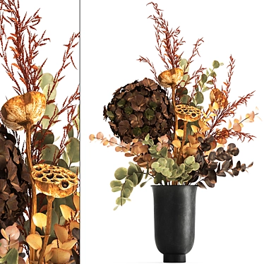 Autumn Bouquet with Dried Flowers & Decorative Vase 3D model image 1 