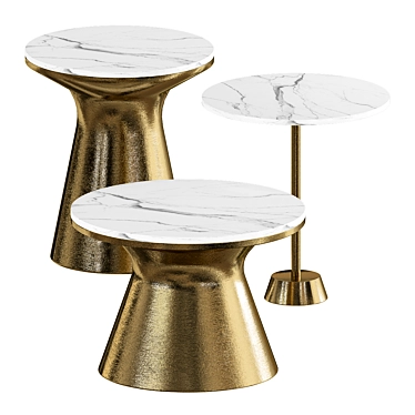Elegant Marble Pedestal Side Table 3D model image 1 