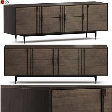 Elegant Wormy Maple Console 3D model image 1 