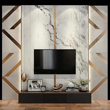 Modern TV Wall Set 243 3D model image 1 