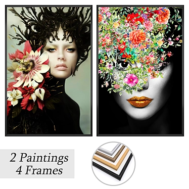 Elegant Wall Art Set with Frame Options 3D model image 1 