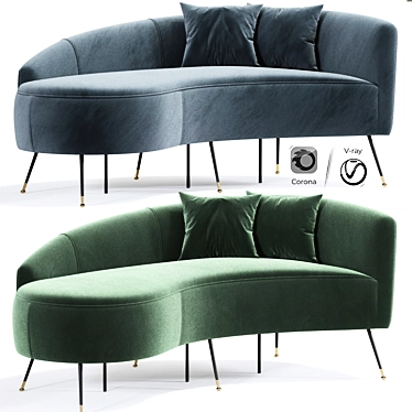 Elegant Diwan Chaise Sofa 3D model image 1 