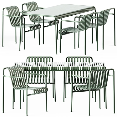 Hay Steel Garden Set: 160cm Table & Palissade Armchair 3D model image 1 