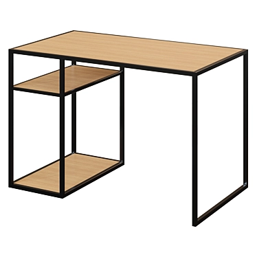 Modern Black Light Oak Office Table 3D model image 1 