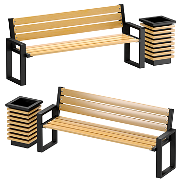 Urban Loft Bench and Urn 3D model image 1 