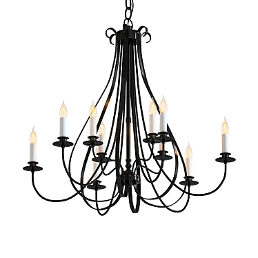 Elegant Nine-Light Chandelier 3D model image 1 