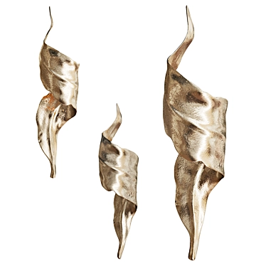 Elegant Golden Leaf Wall Sconce 3D model image 1 