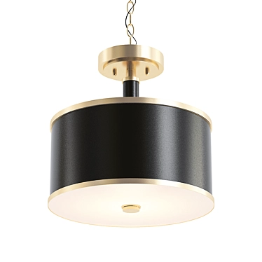 Quinn Black Leather Convertible Semi Flush/Pendant Light 3D model image 1 