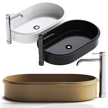 RISE Oval Washbasin: Modern Elegance for the Perfect Bathroom 3D model image 1 