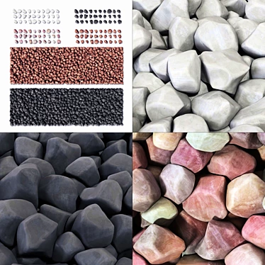 Smooth Gravel Splinter Textured 3D Model 3D model image 1 