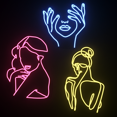 Colorful Glow: Neon Woman Sign 3D model image 1 