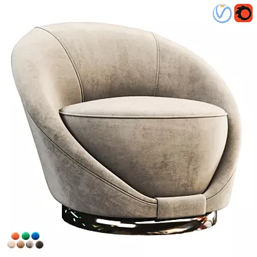 Peacock Swivel Chair - Elegant and Functional 3D model image 1 