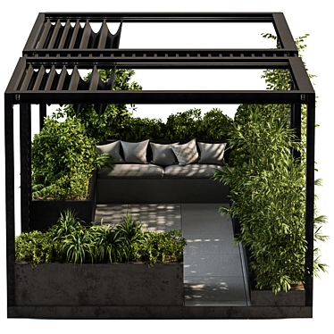 Modern Roof Garden & Pergola Set 3D model image 1 