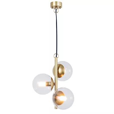 Elegant Brass and Glass Chandelier 3D model image 1 