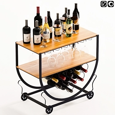 Elegant Liquor serving trolley 3D model image 1 