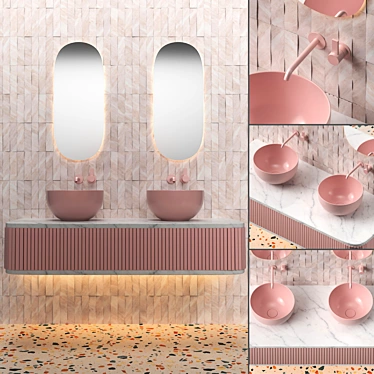 Luxury Marble Bathroom Set 3D model image 1 