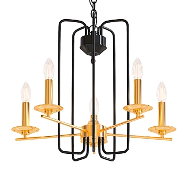 Sleek Black Chandelier: 0190CL 5BK 3D model image 1 