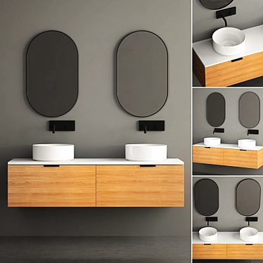 Sleek 1600mm Modern Bathroom Cabinet 3D model image 1 