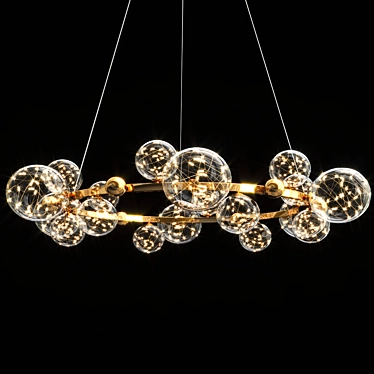 Luxurious LED Chandelier: Gold & Black 3D model image 1 