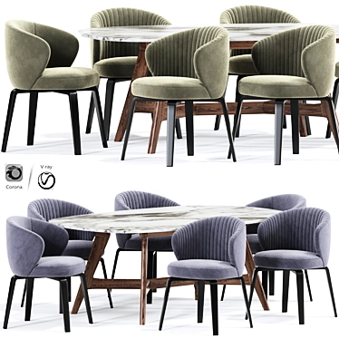 Mudi Dining Chair Table: Modern and Functional 3D model image 1 