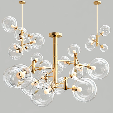 Unique Spherical Glass Chandelier 3D model image 1 