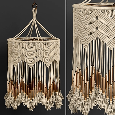 Boho Macrame Chandelier 3D model image 1 