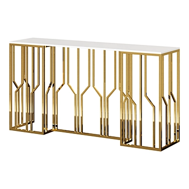 Sleek Gold & Marble Console 3D model image 1 