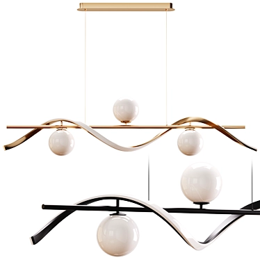 Minimalist Hanging Lamps - Gold & Black 3D model image 1 