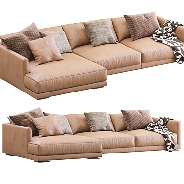 Elegant Bristol Leather Sofa 3D model image 1 